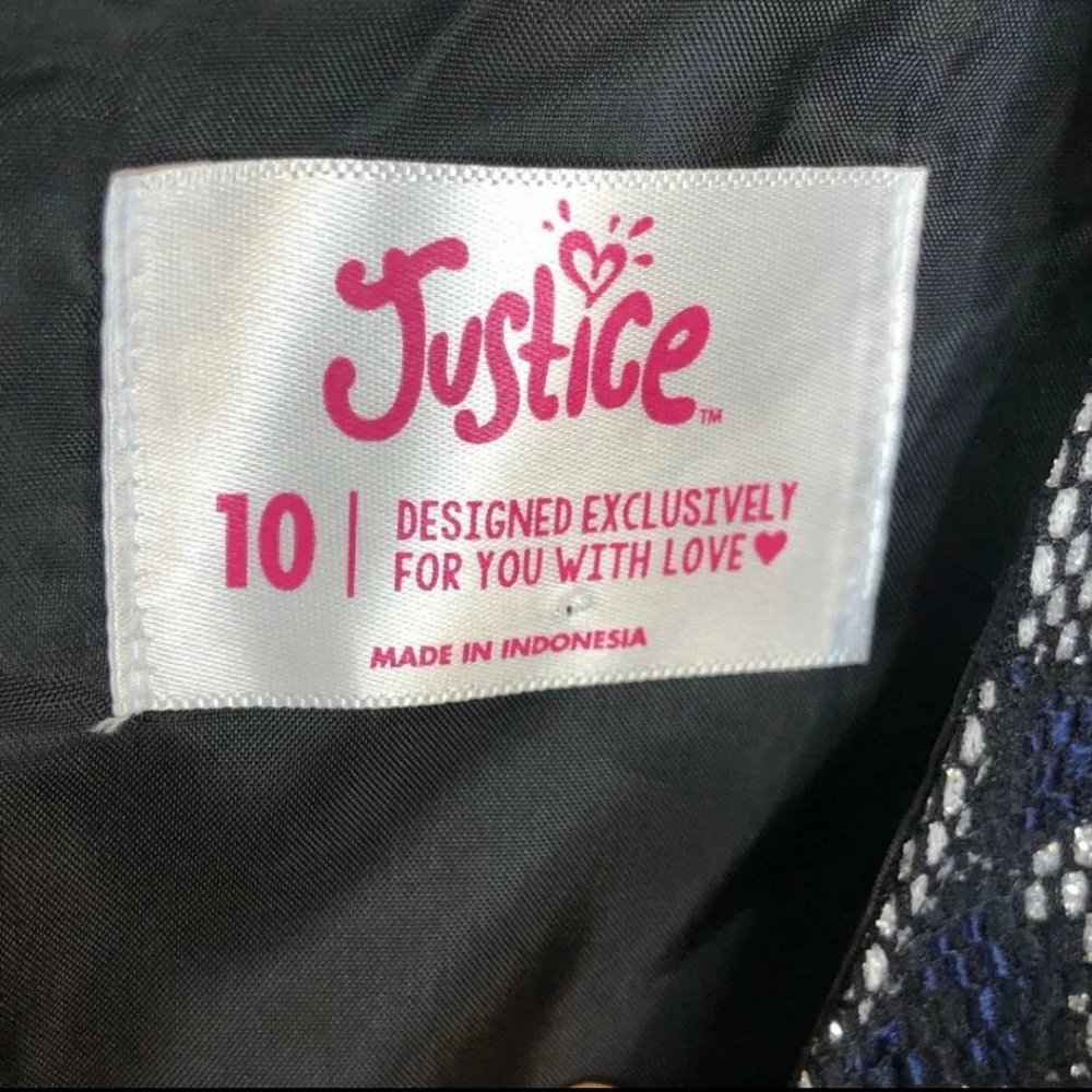 Justice Navy & Metallic Dress 10 c